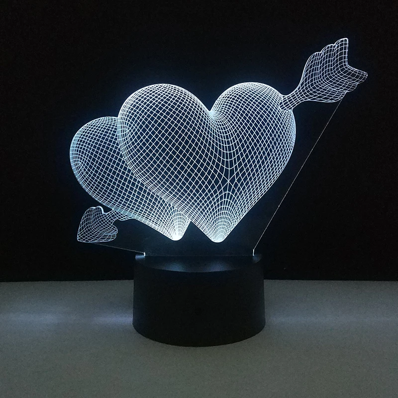 3D подарок на день Святого Валентина СВЕТОДИОДНАЯ сенсорная 7 цветов декоративная