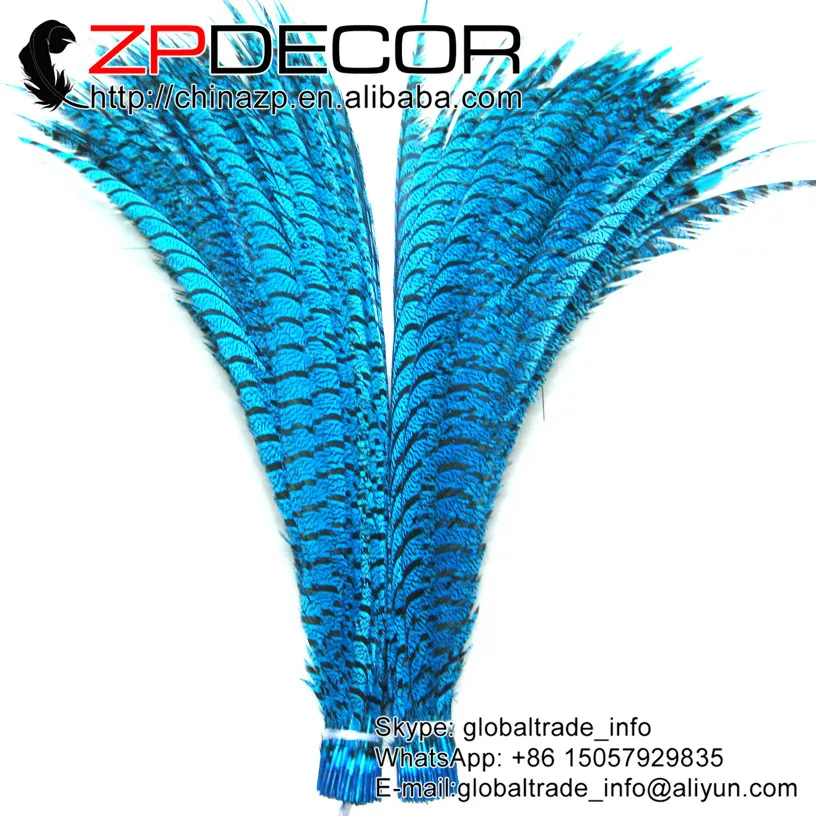 

ZPDECOR 36-40 дюймов (90-100 см) 50 шт./лот окрашенный бирюзовый Зебра Дамский хвост фазана для рукоделия свадьбы