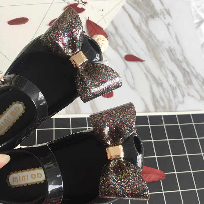Mini Melissa/2019 г. Новые летние пластиковые сандалии для девочек с бантом Детские желе
