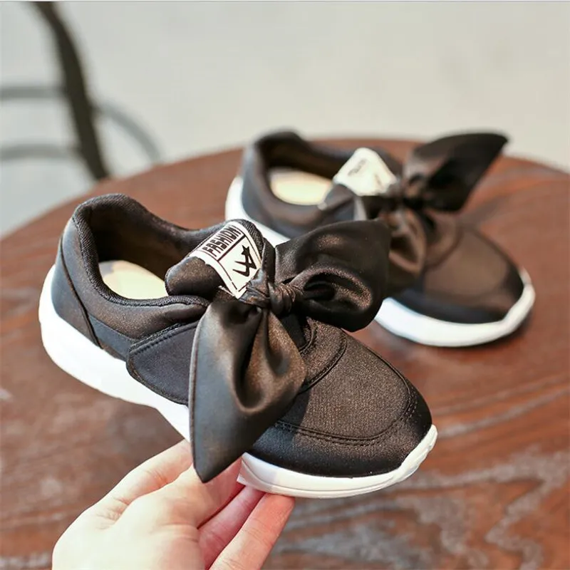 Кроссовки из шелковой ткани с бантом для девочек на весну и осень кроссовки
