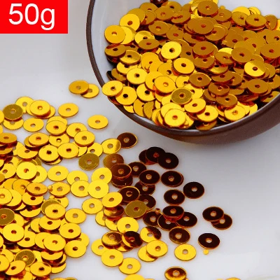 LNHOME 50g(10000 шт) 4 мм плоские круглые свободные блестки аксессуары 14 # золотой цвет
