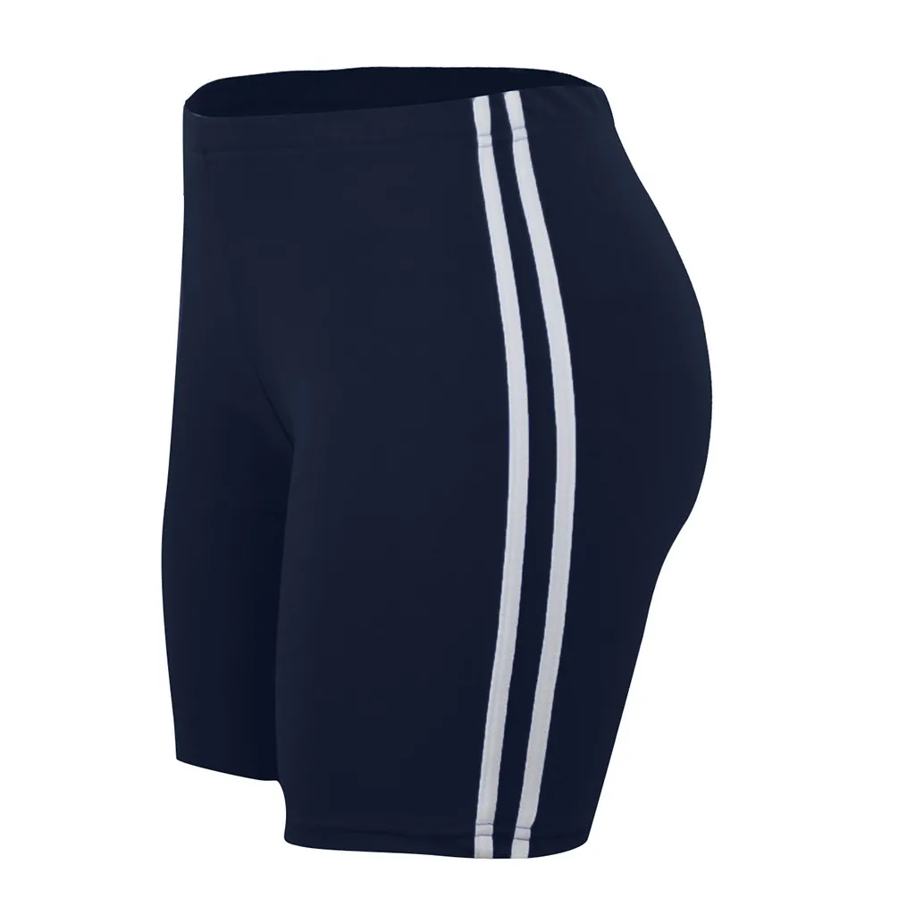 Ladies Mid Waist Yoga Stripe Print Fitness Legging Hips Tight Yoga Shorts Women's Bicycles Cycling Workout Sweatpants For