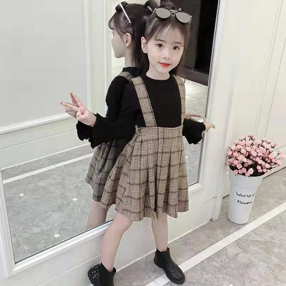 Kids Toddler Girl Clothes Plaid Dress +Sweater 2Pcs Baby Girl Outfit Infant Casual Fashion Girl Suits Tracksuit Children Clothes