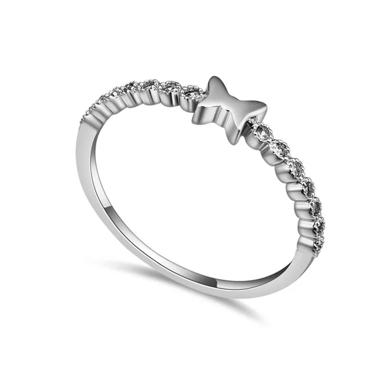 Женское кольцо бабочка TRACYSWING Element розовое золото с микро вставками из циркония AAA