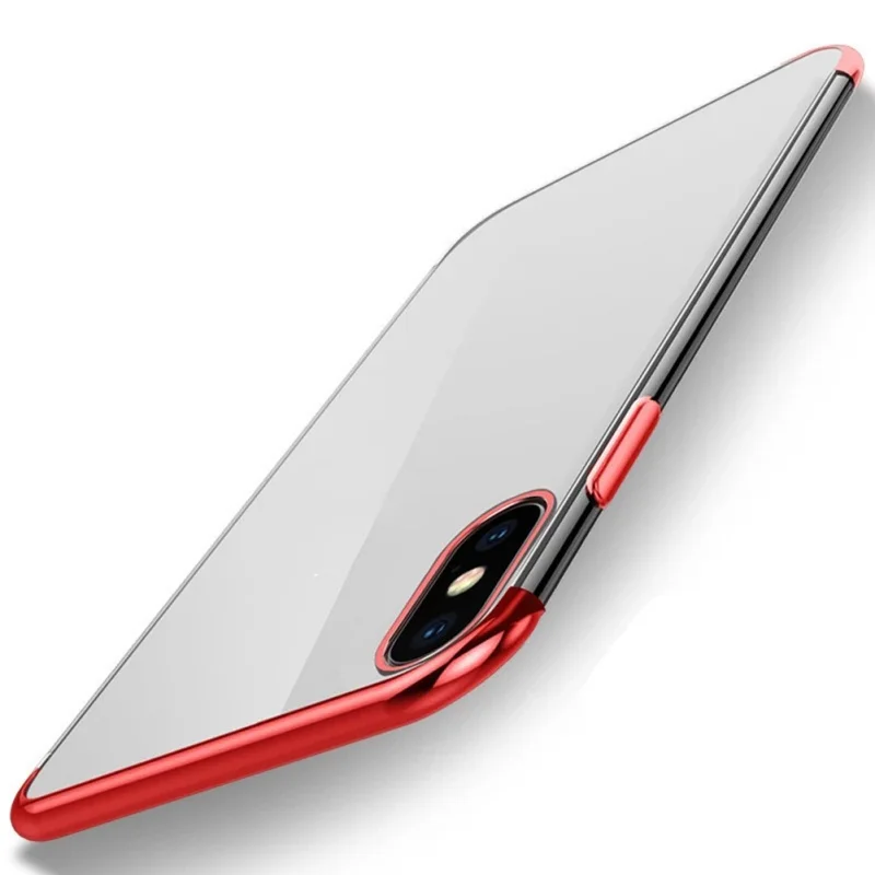 Для iPhone X Case роскошный цветной каймой прозрачный мягкий ТПУ покрытием чехол для
