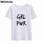 Футболка Mikialong с феминистской девушкой, женская одежда 2018 Tumblr, хипстерские летние топы, футболка, женская черная, белая футболка с коротким рукавом