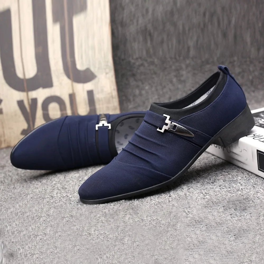 zapatos hombre vestir Men wedding canvas Shoes Breathable formal Leather 2019 Casual Mens Flats Loafers | Обувь