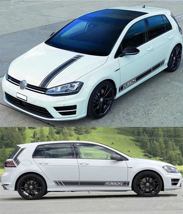 Черный автомобиль Стилизация для Volkswagen Golf 7 поло капот автомобиля сторона юбка наклейки украшения кузова виниловые наклейки