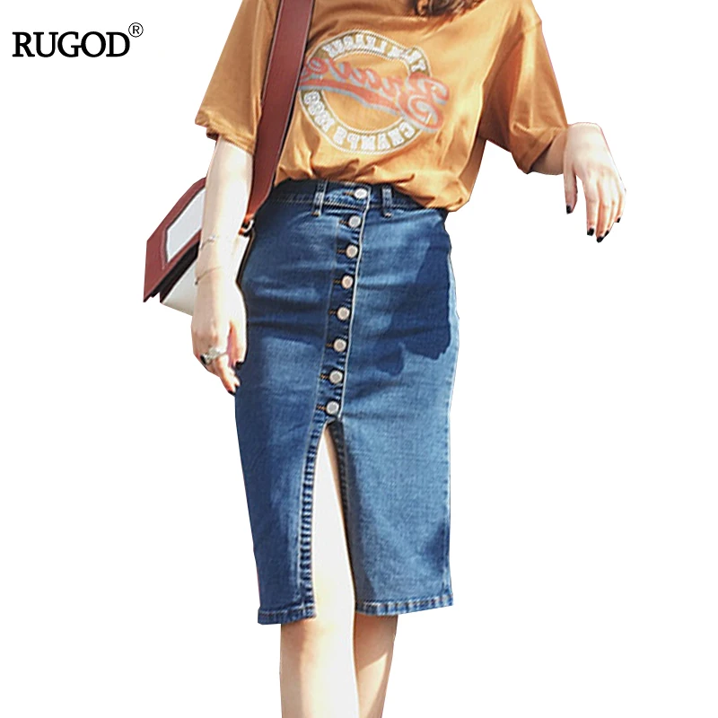 Rugod 2019 новая джинсовая юбка Высокая Талия юбки Для женщин джинсы Saia тонкий
