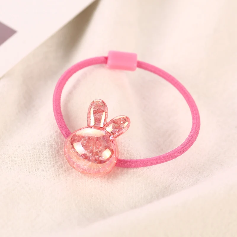 4pcs rabbit 4 шт./партия, модная блестящая цветная Детская резинка для волос с бусинами и цветами, аксессуары для девочек, милые эластичные веревки для волос, детские головные уборы - Цвет: 4pcs rabbit