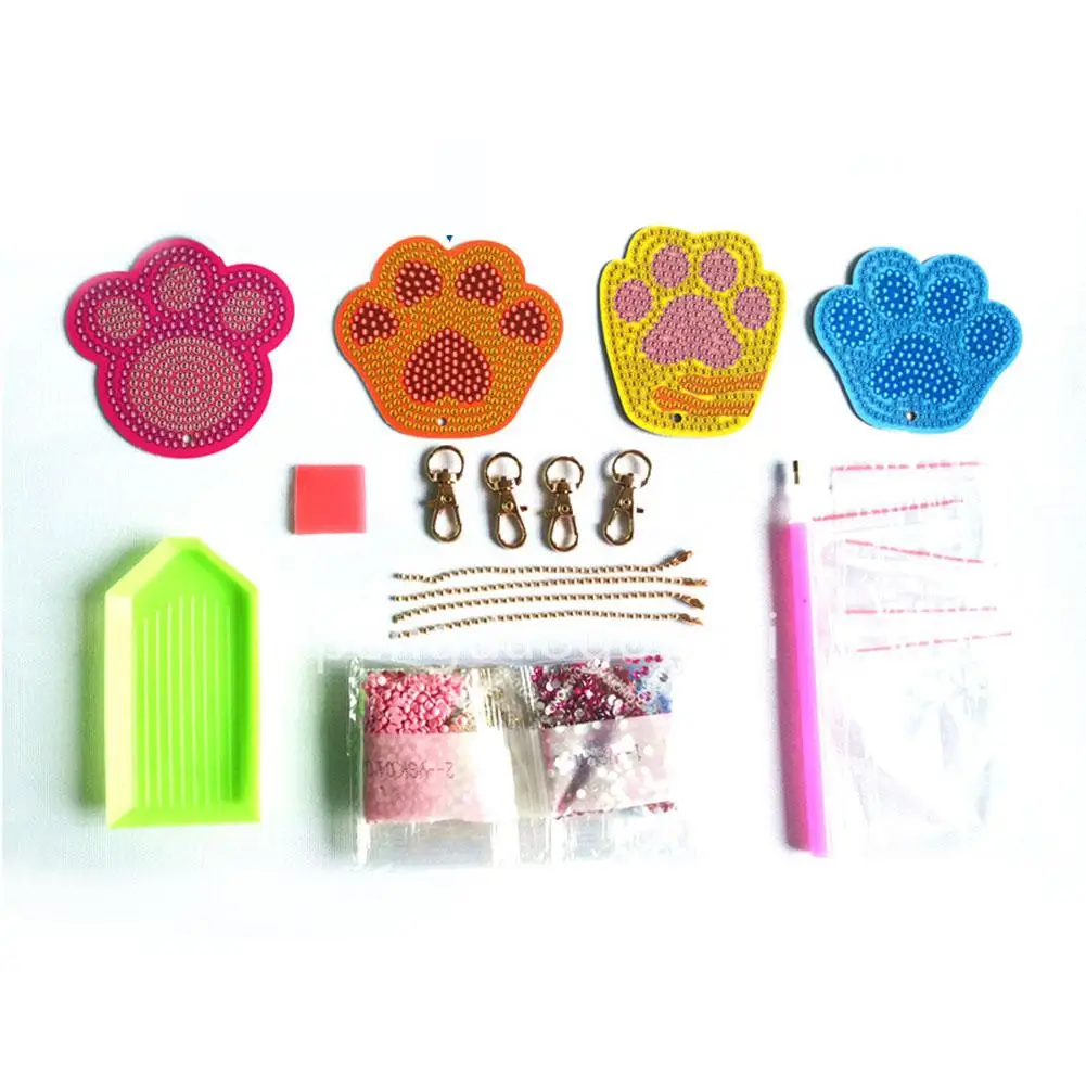 4 шт в форме лап животных Творческий алмаз живопись симпатичная цепочка для