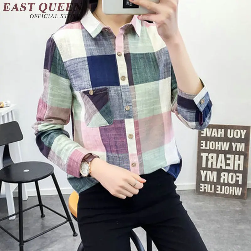 Новое поступление 2018 клетчатая одежда повседневная рубашка женская с длинными