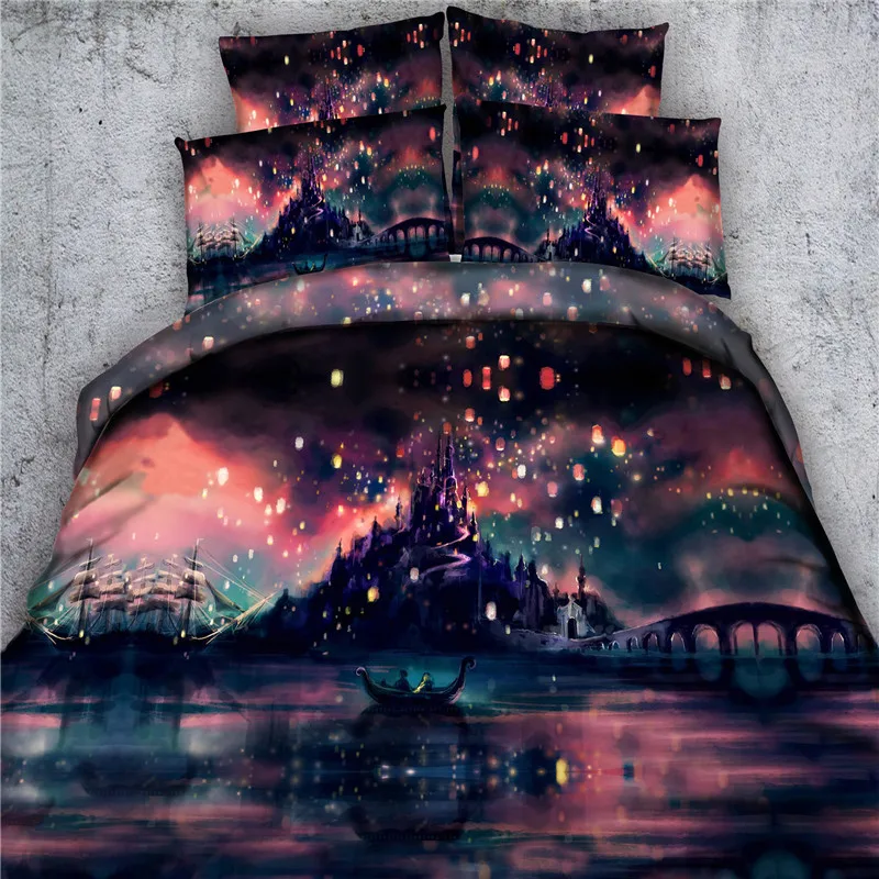 

Free shipping cotton volcanic eruption&cosmic vortex&outer space&planet 4pcs bedding set twin/full/queen/king/super king size