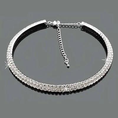 Женское вечернее колье чокер со стразами 2 ряда вечерние ювелирные изделия и