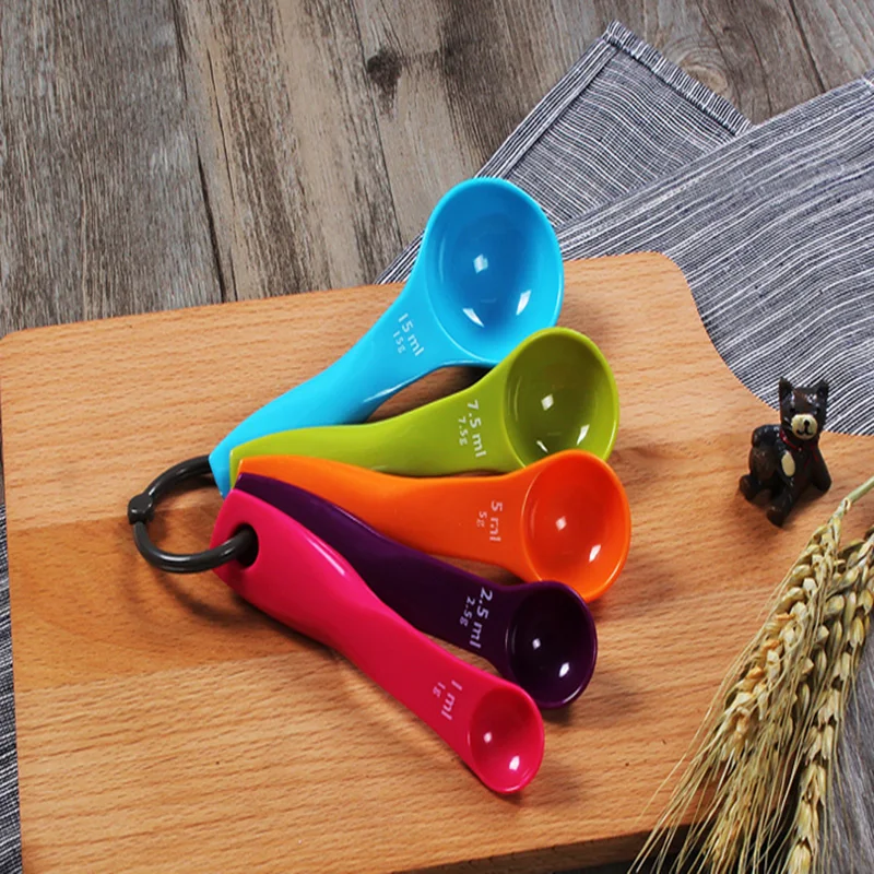 5 шт./компл. Ложки мерные красочные Пластик мерная ложка супер Полезная сахар торт