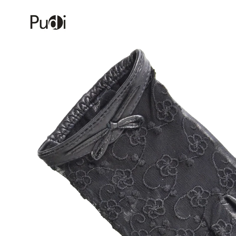Перчатки женские из натуральной овечьей кожи с кружевом PUDI GL825 | Аксессуары для