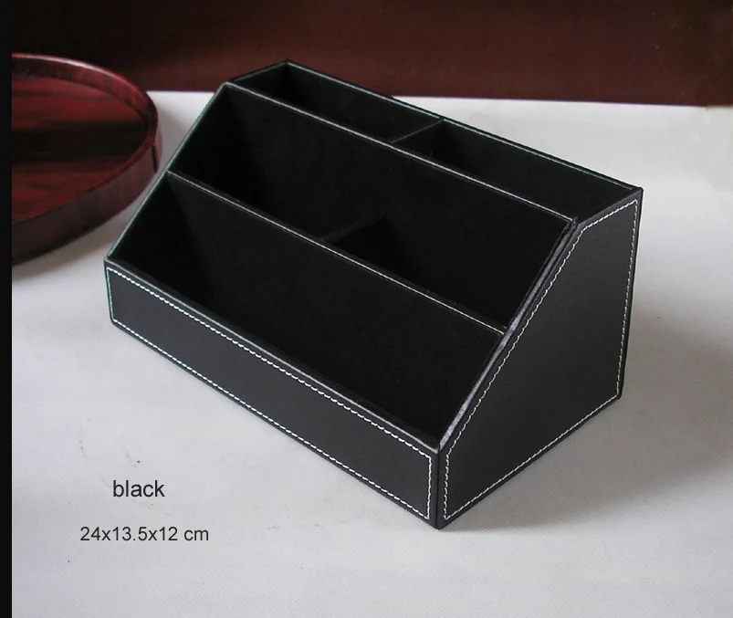 Офисный деревянный Настольный кожаный Органайзер с 5 отделениями держатель для