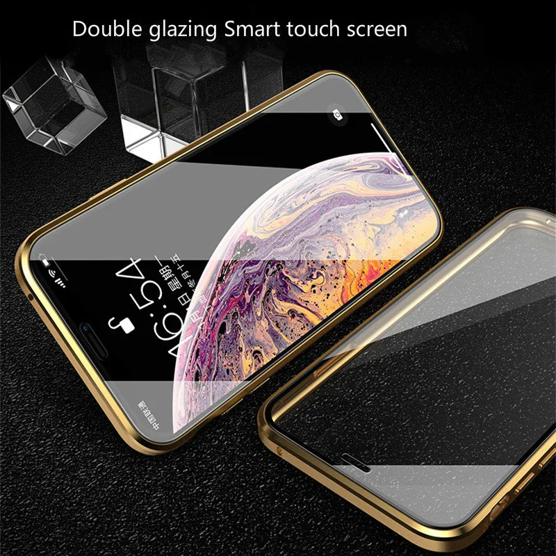 For Samsung S8 9 10 Plus magnet King phone shell Note 8 double-sided glass metal border magnetic suction Prism 2 generation | - Фото №1