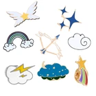 Женская эмалированная брошь Kpop в мультяшном стиле, брошь в стиле хиджаба с бантом, стрелой, звездами, облаками, пуговицами, булавкой для лацкана, сумка со значком, Детские ювелирные аксессуары