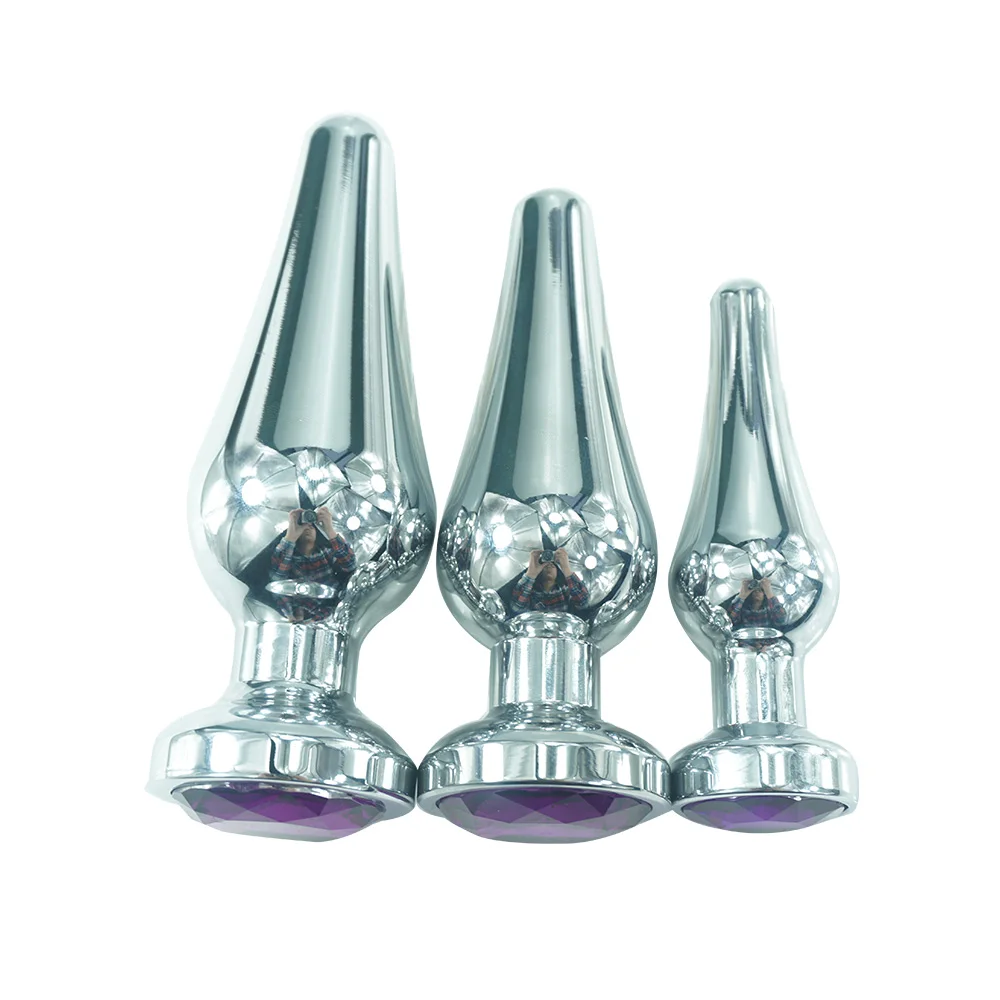 Dia 39mm length 118mm medium metal anal butt plug with jewel beads dildo vagina tightening sex toys for men and women | Красота и
