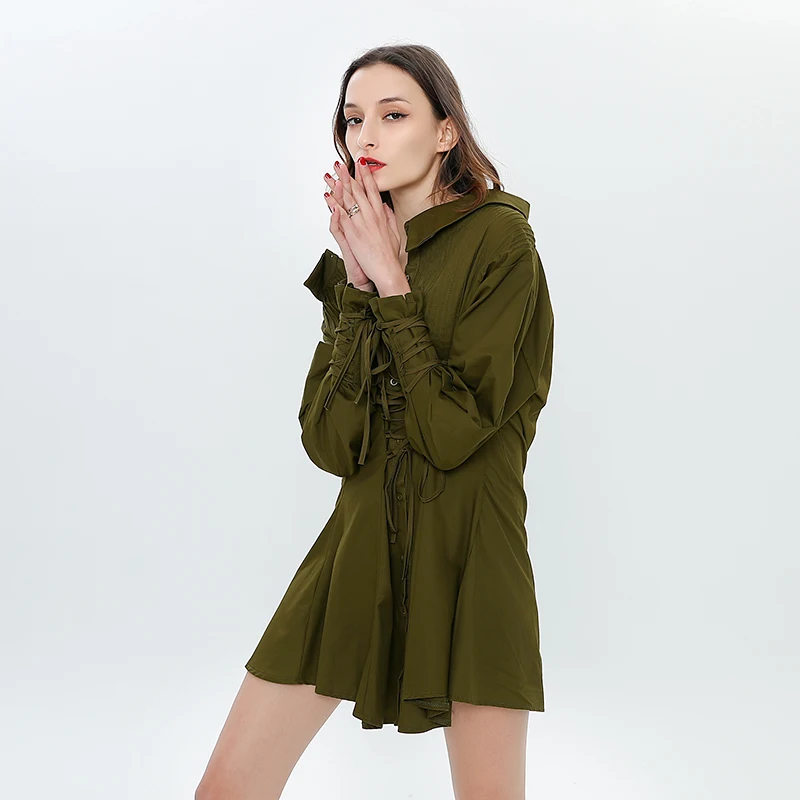 TWOTWINSTYLE кружевное платье женское с вырезом лодочкой и открытыми плечами, с рукавами-фонариками, с высокой талией, весенние мини-платья модная одежда