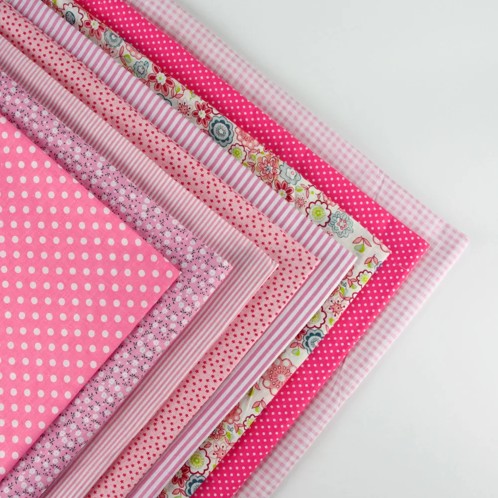 (8 шт./лот) Розовый цвет смешанный стиль 100% хлопок цветочный принт ткань для DIY