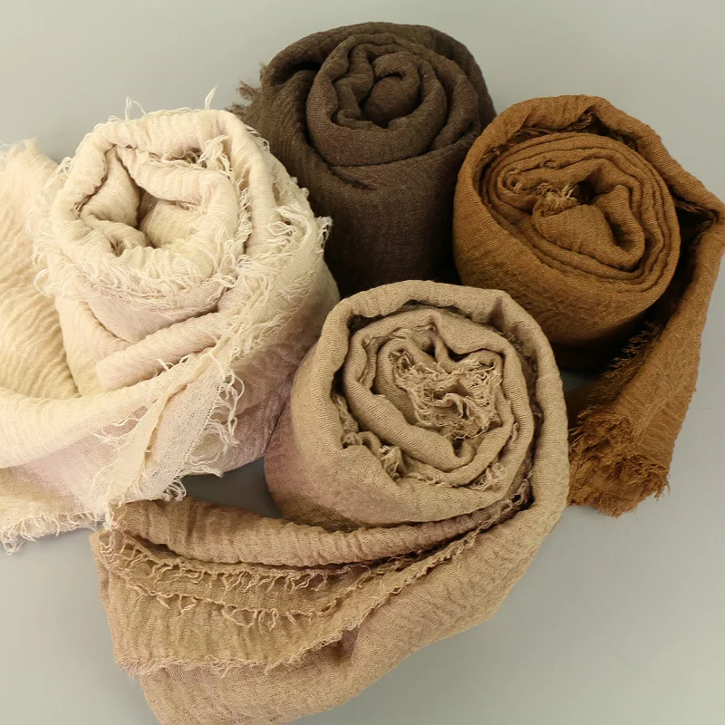 Хлопковый шарф с бахромой 15 шт./лот 90 цветов|scarf shawl|cotton scarfcotton crinkle shawl |