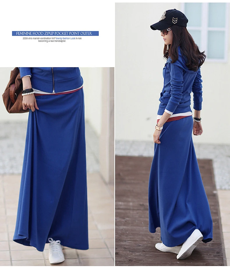 Женский спортивный костюм Модный комплект из толстовки с длинным рукавом и юбки