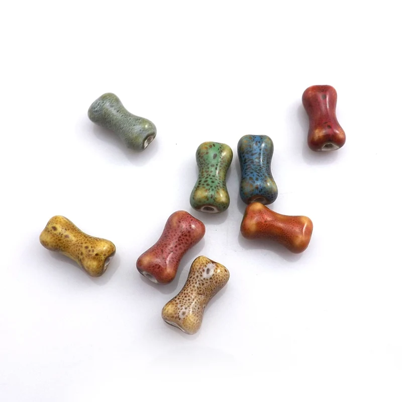

Mixed Color 10x18mm Bone Shape Ceramic Loose Beads For DIY 100pcs/Lot