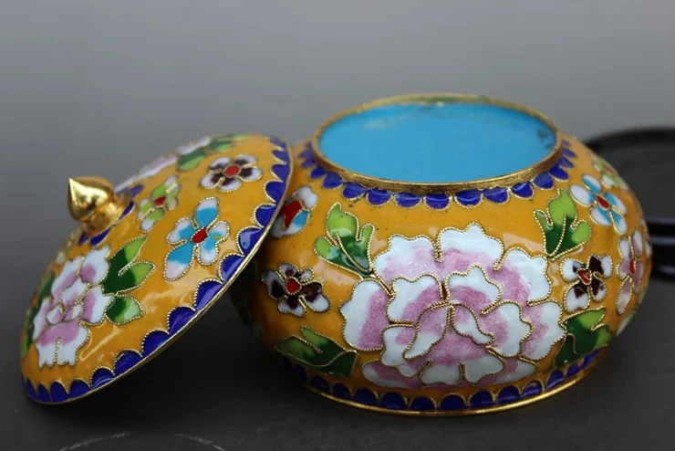 

Enamel Cloisonne filigree craft tea canister storage tank storage tank Chinese wind ornaments