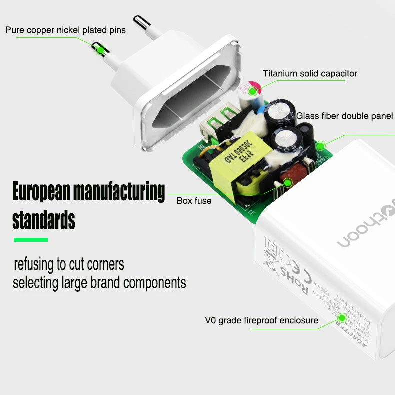 Votohoon 18 Вт QC 3,0 USB быстрое зарядное устройство для телефона дорожный настенный адаптер 18 Вт QC3.0 FCP универсальный для Xiaomi iPhone samsung huawei EU Plug