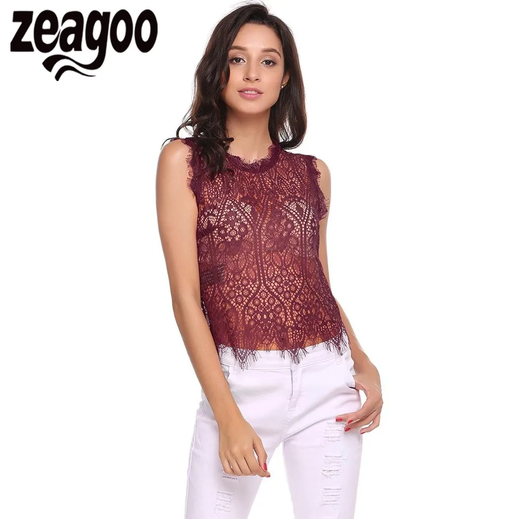 Zeagoo Лето 2017 г. Для женщин Безрукавки для Повседневное o образным вырезом без