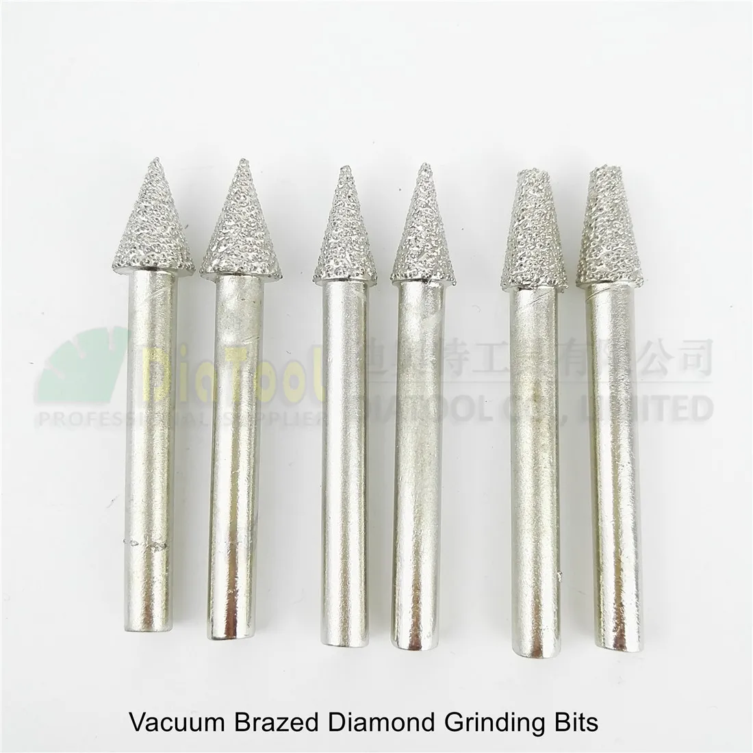 DIATOOL 6pcs Vacuum Brazed Diamond Grinding Bits Mounted Points Shank 6mm Carving Grinder Cone Type Head #18/19/20|grinding head|mounted