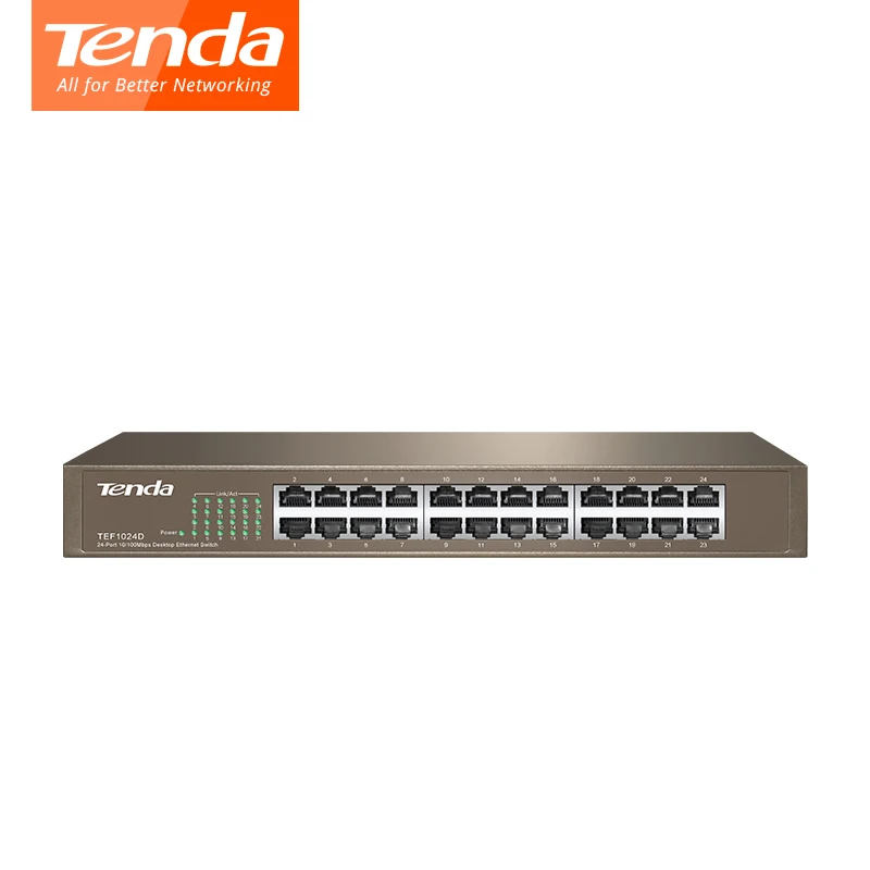 Tenda TEF1024D 10/100 м Enternet сетевой коммутатор 24 Порты и разъёмы QoS LACP полный дуплекс VLAN sup