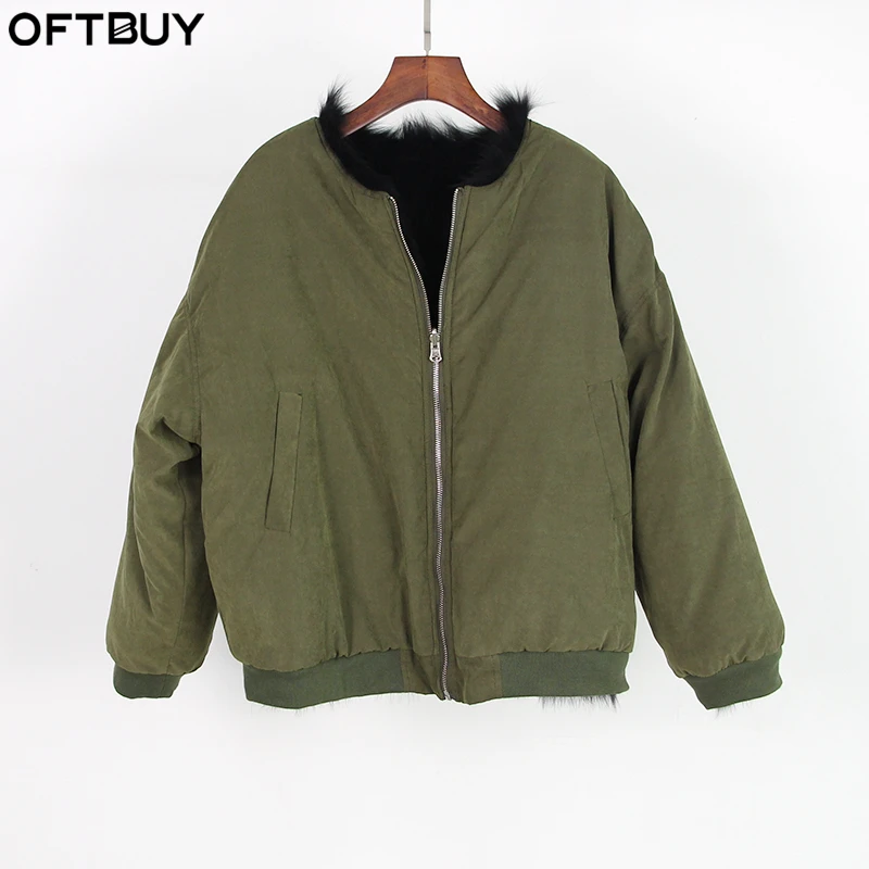 Oftbuy 2017 обе стороны для носки Новые натуральной лисы пальто с мехом зимняя куртка