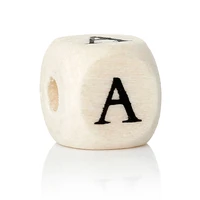 doreenbeads wood spacer beads cube natural alphabet letter a pattern about 10mm x 10mm38 x 38holeapprox4mm30pcs