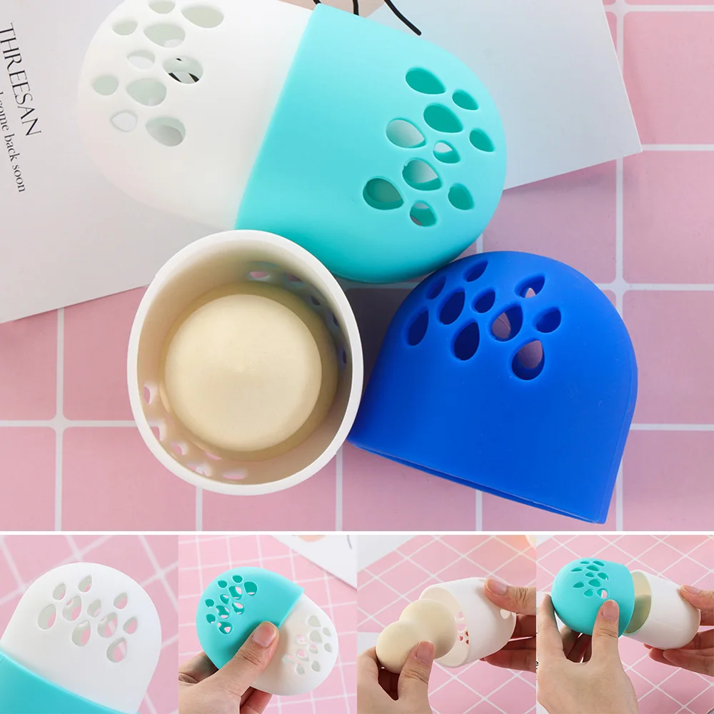 1Pcs Hollow Silicone Powder Puff Drying Holder Beauty Pad Makeup Sponge Display Rack Cosmetic Blender Sponge Case Puff Holder