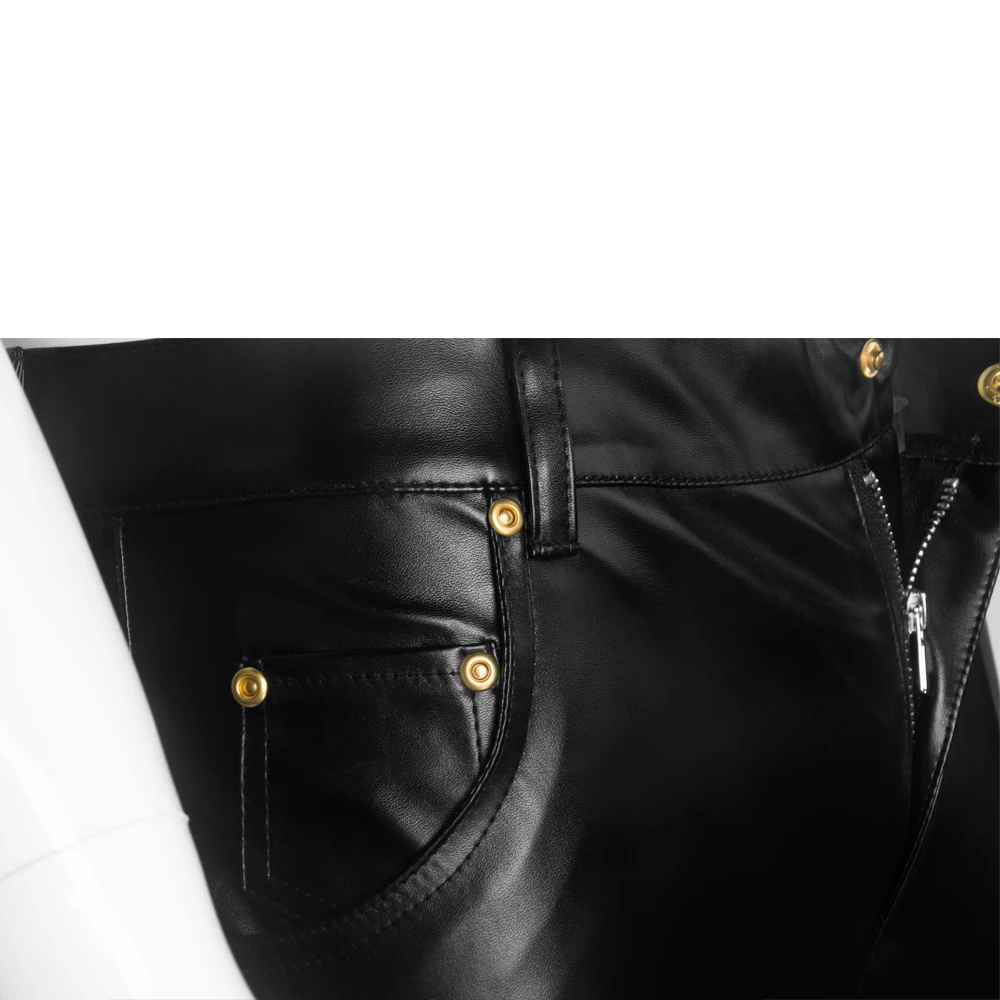 Мужское нижнее белье Wetlook Slim Fit Блестящий лакированный Латекс Кожа ПВХ ночной клуб вечерние обтягивающие брюки леггинсы брюки с открытым пенисом отверстие
