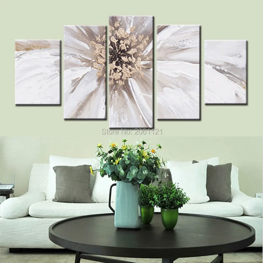 Ручная роспись 5 шт. Современное абстрактное искусство огромный большой белый