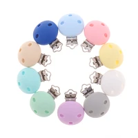 10pcs round silicone clips bpa free baby teething teether necklace accessories infant pacifier holder chain nipple clasps diy