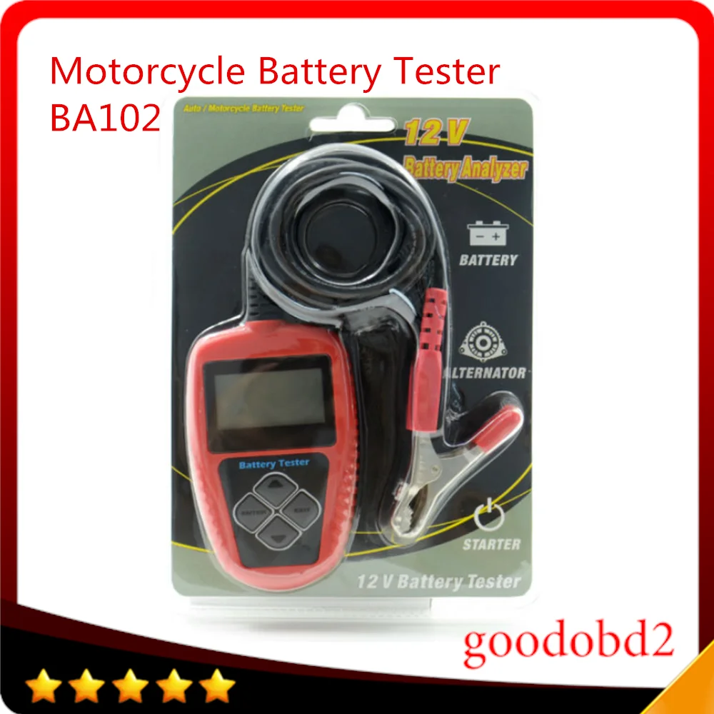 BA102 Motorcycle Battery Tester LCD Display 12V Battery Life Analysis Battery Analyzer 20-300CCA, 0-30AH
