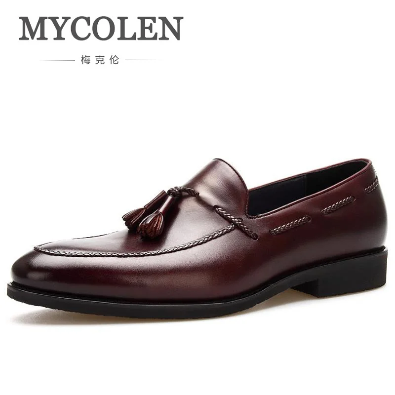 Mycolen новый модный бренд Для мужчин Повседневное кожи кисточкой Обувь мягкой