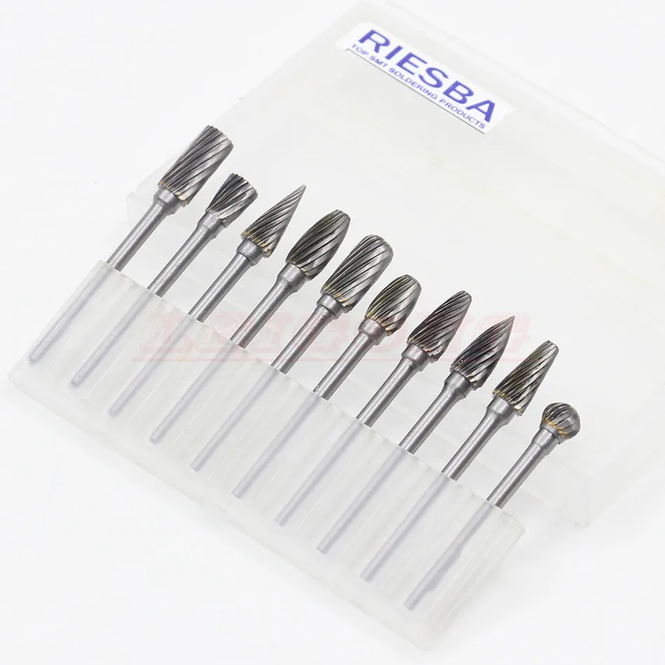 

RIESBA 10pcs Carbide Burrs Drill Bit Set Rotary Burr Micro Drill Bits for Metal Woodworking Carving Tool Glass Diamond