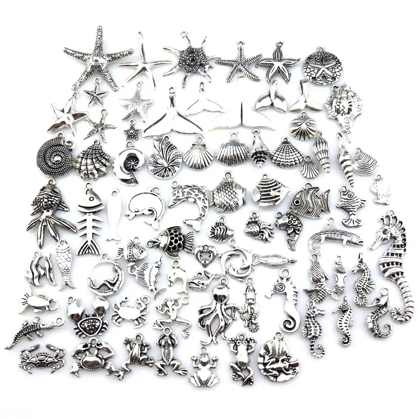 Модные 21686 винтажные серебряные подвески в виде морских звезд русалки раковины