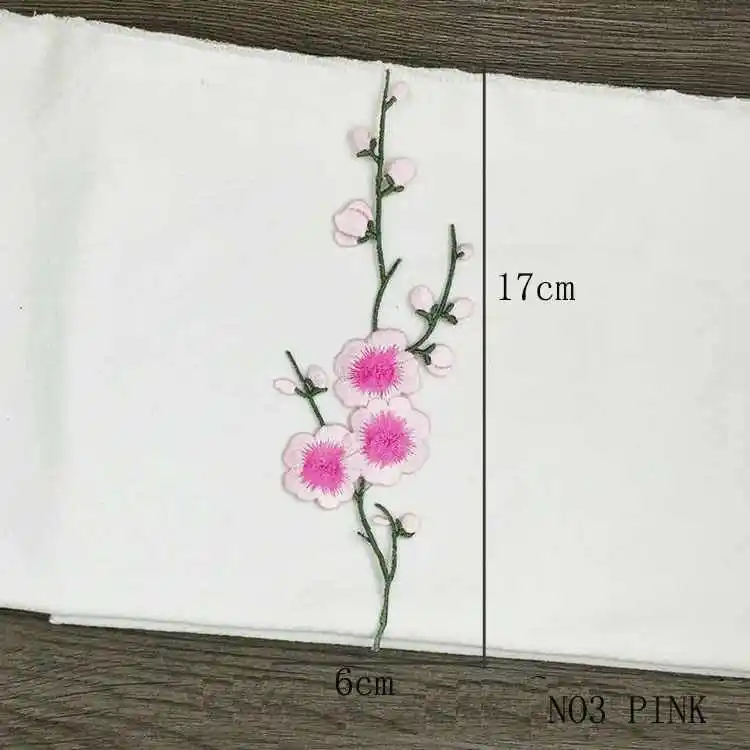 P528-NO3 Pink Han благородные цветы сливы вышивка патчи стикер для одежды Свадебные украшения на платье Утюг на швейной аппликации поставщиков P058 1 шт - Цвет: P528-NO3 Pink