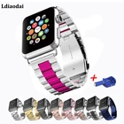 Ремешок из нержавеющей стали для apple watch band 5 44 мм 40 мм звеньевой браслет montre металлический ремешок iwatch band series 6 3 4 38 мм 42 мм