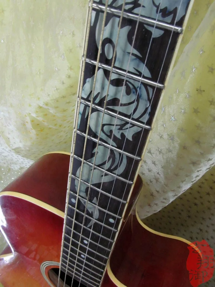 Электрическая акустическая гитара MSOR инкрустация стикером Dragon Fretboard маркеры