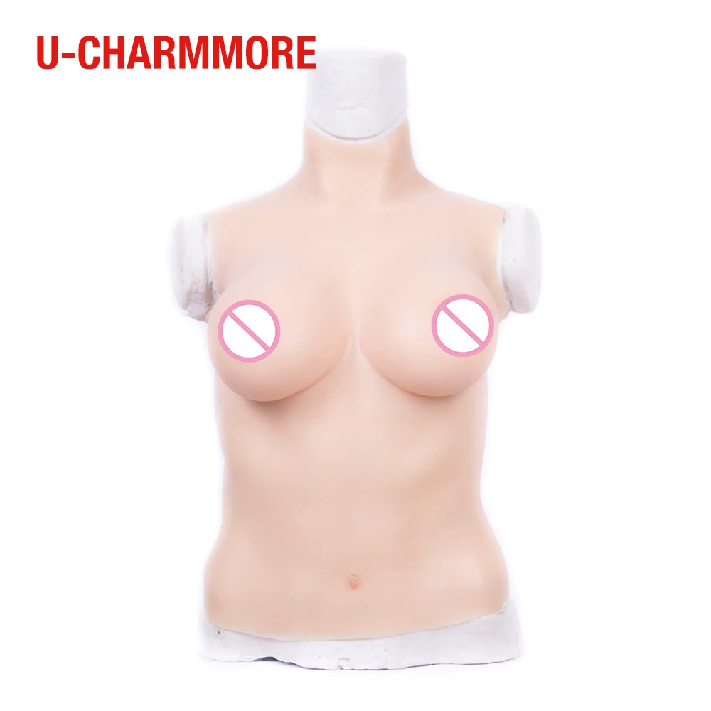 

U-CHARMMORE Silicone Breast Form Artificial Fake Boobs Half Body D-CUP For Cosplay Transgender Crossdresser Male To Female