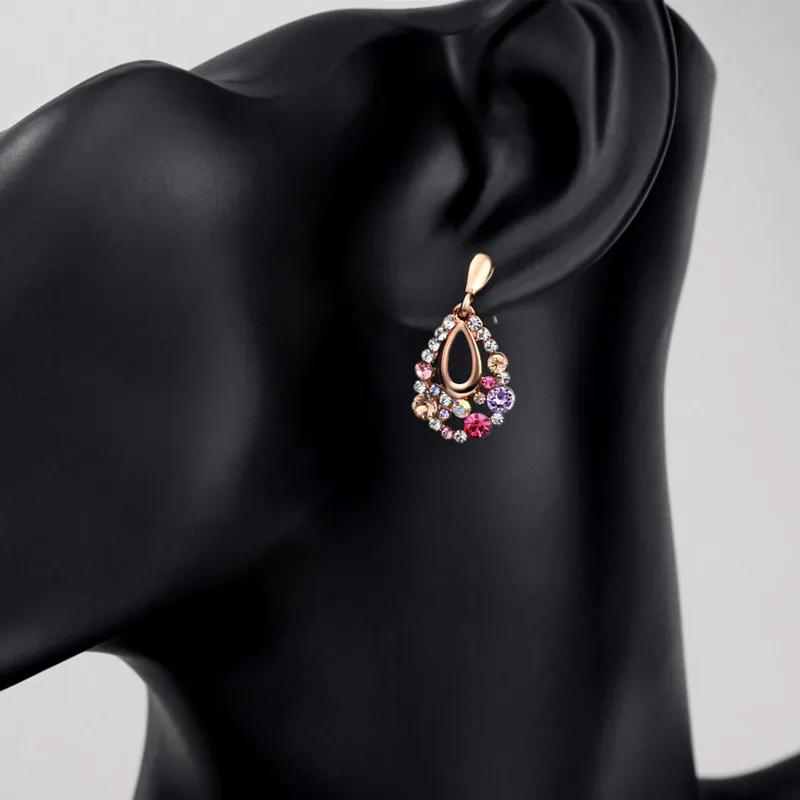 Neoglory австрийские стразы длинные серьги в форме капли воды цветные вечерние