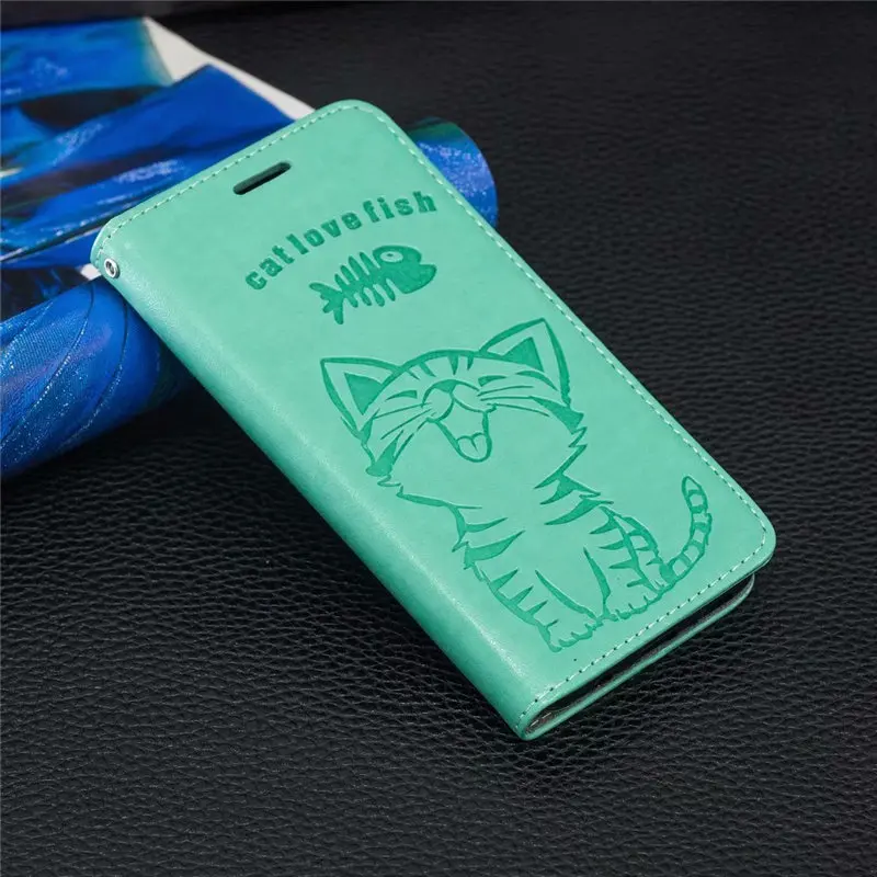 Кожаный чехол-книжка чехол для samsung Galaxy A10 A20 A30 A40 A50 A70 M10 M20 M30 чехол Крышка принтом в виде кошачьей мордочки Cat специальный чехол-портмоне с функцией подставки чехол с ремешком
